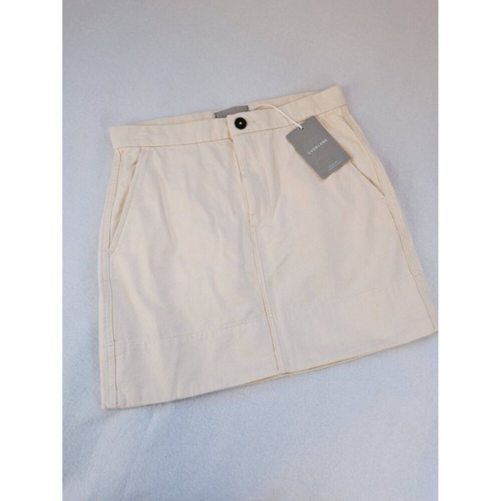 NEW! Everlane The Canvas Skirt Off White Cream Bone Classic‎ Preppy Mini Skirt 6 - Picture 4 of 9